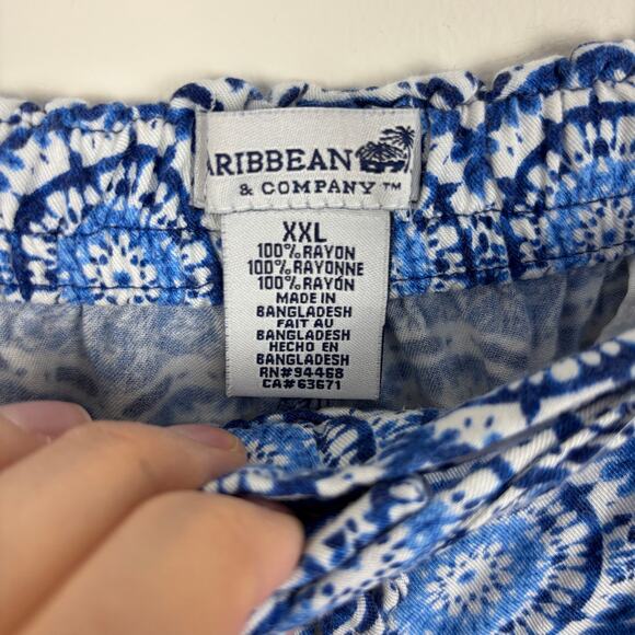 Caribbean & Company Blue Printed Shorts Casual Preppy Boho XXL - Picture 4 of 5
